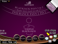 Play free online European Blackjack