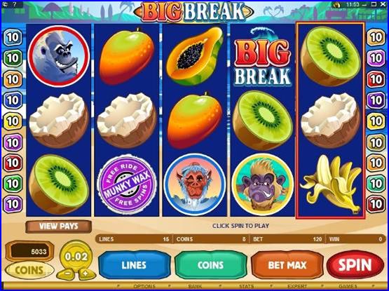 Big Break Video Slot Screen