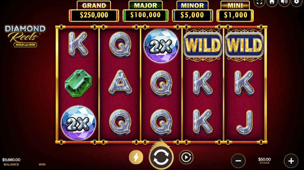 Diamond Reels Hold and Win slot game screenshot