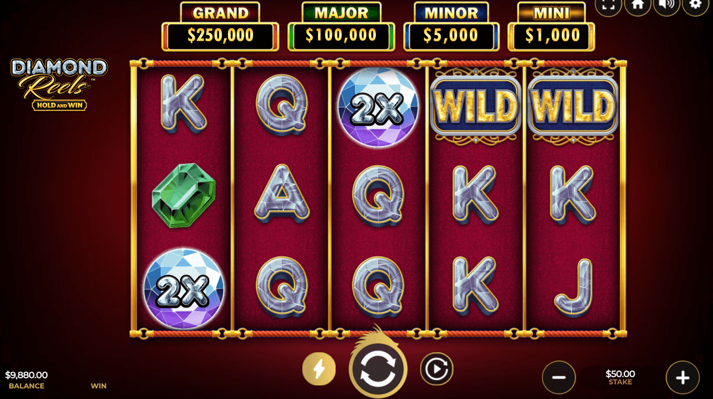Diamond Reels Hold and Win slot game screenshot