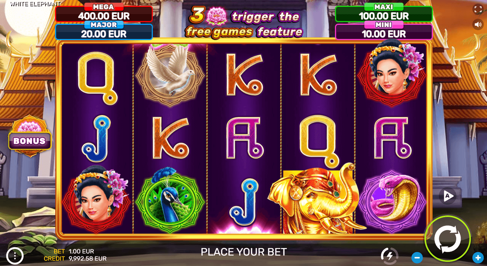 White Elephant slot game screenshot