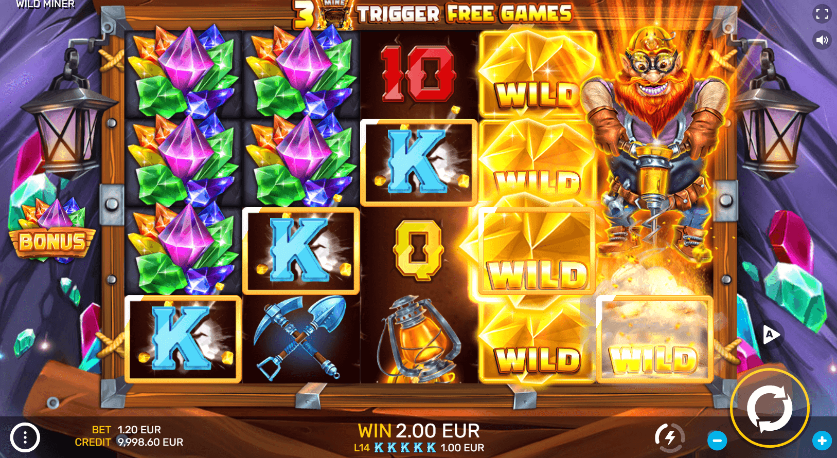 Wild Miner slot game screenshot