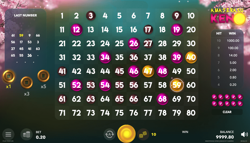 Amaterasu Keno Game screenshot
