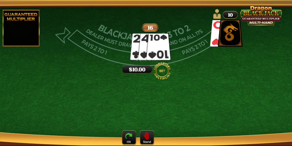 Dragon Blackjack Guaranteed Multiplier Multihand